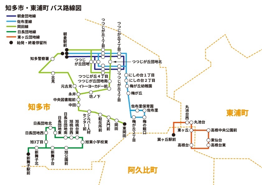 知多市・東浦町 路線図